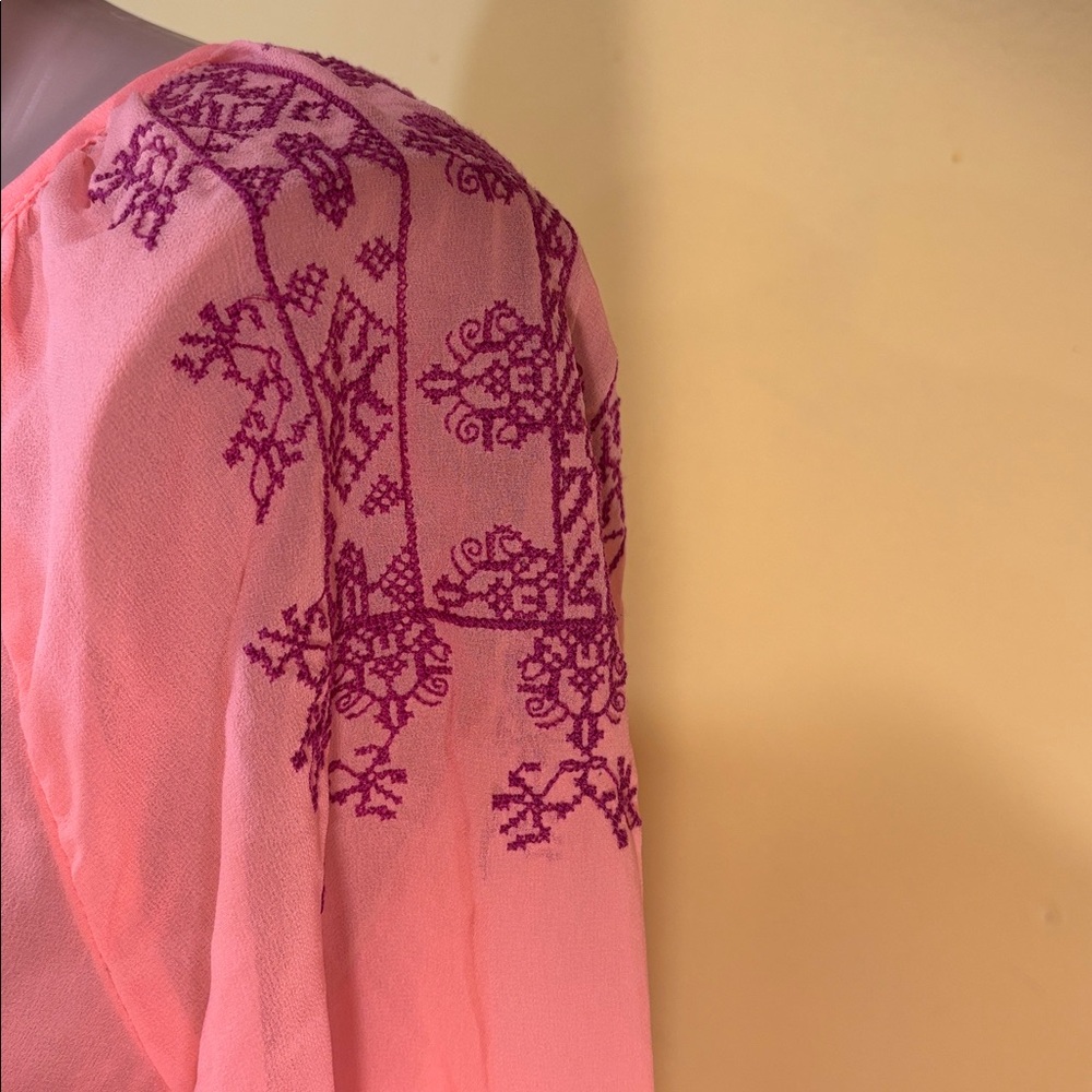 Peach Embroidered Women's Top - Picture 3 of 7